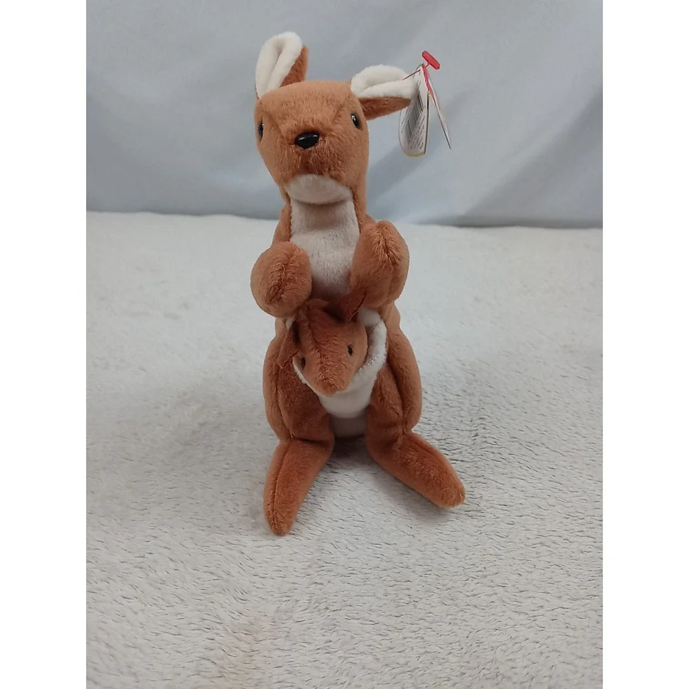 VTG Original Ty Beanie Baby Pouch The Kangaroo & Joey 1996 Stuffed Animal Plush‎